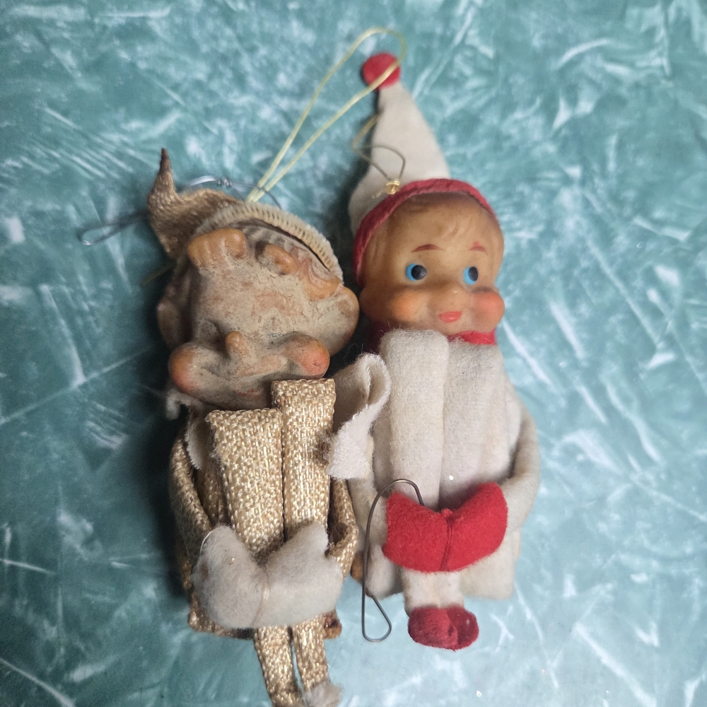50s/60s Vintage "Knee Hugger" Elf Christmas Ornament Set